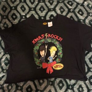 Vintage Christmas Cropped Graphic T Beavis and Butthead